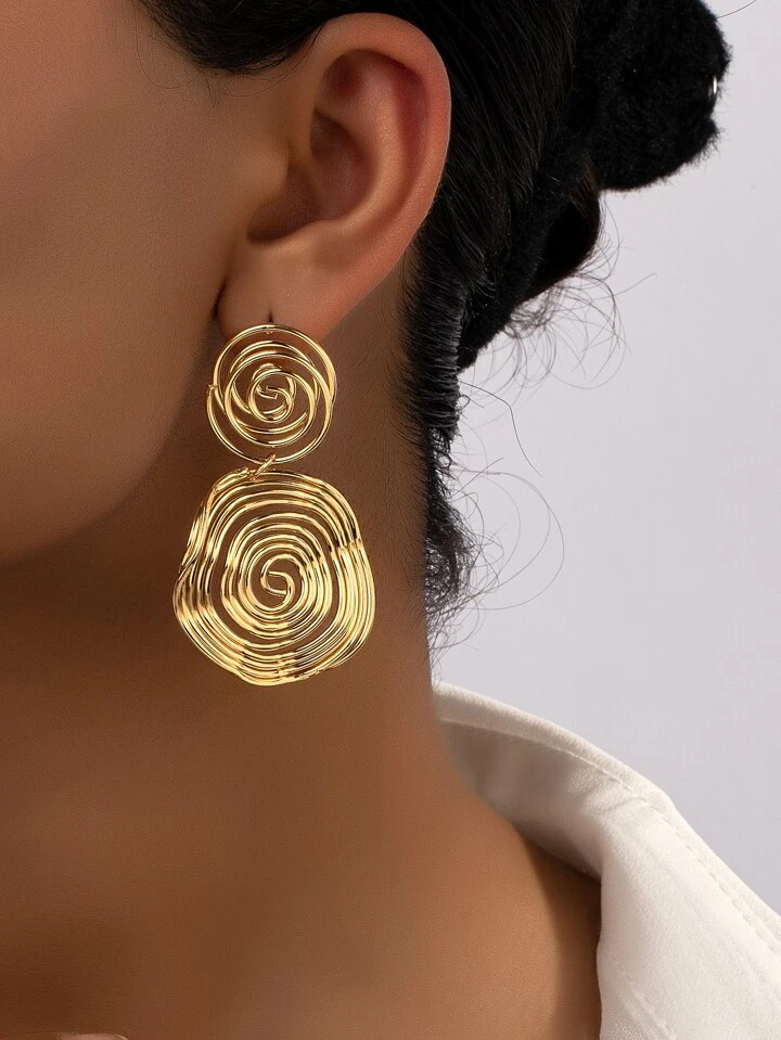 1pair Gothic Punk Style Round Multi-layer Dangle Earrings For Women Bohemian Style | SHEIN