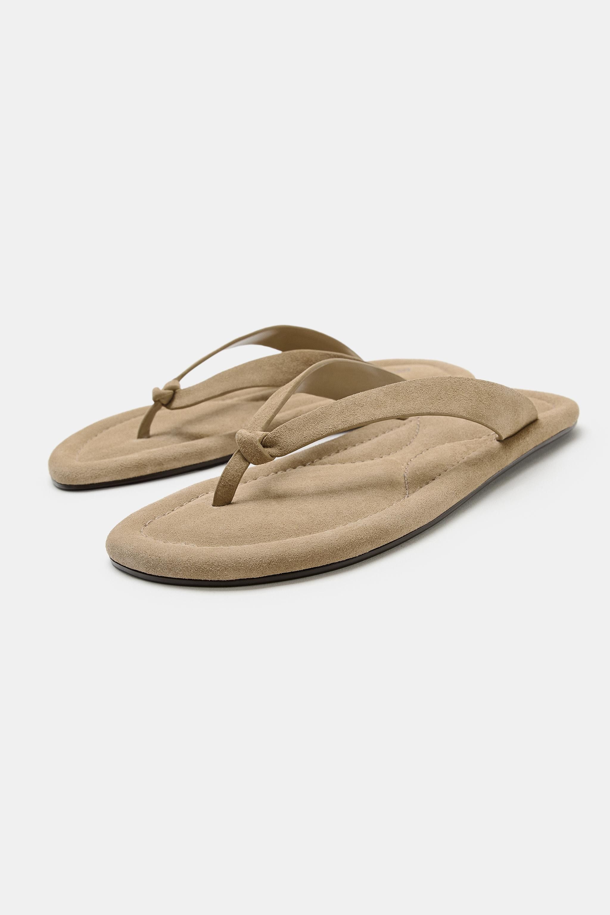FLAT LEATHER SANDALS | Zara US