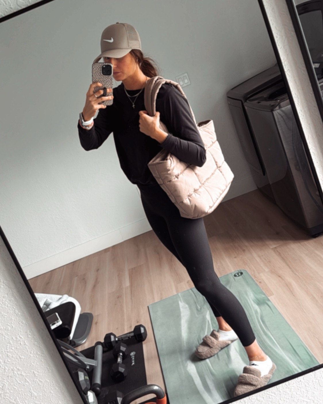 Loving these neutral colors for this time of year! This hat is perfect for no makeup days and bag is perfect for the busy moms that have all the things! #neutral #neutraloutfit #nike #adidas #comfy #slippers #bag

#LTKStyleTip #LTKActive #LTKSeasonal