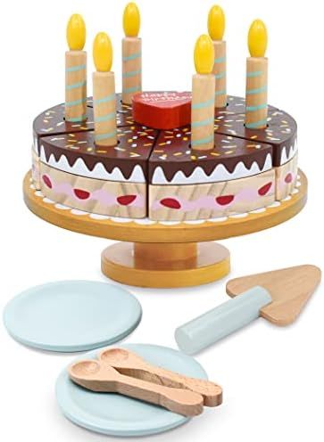 Amazon.com: PairPear Birthday Party Cake Playset for Kids,Wooden Toys Play Food : Toys & Games | Amazon (US)