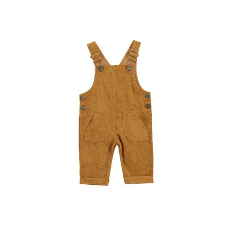 IZhansean Infant Baby Girl Boy Corduroy Overall Solid Bib Pants Suspender Trousers Outfit Yellow 12- | Walmart (US)