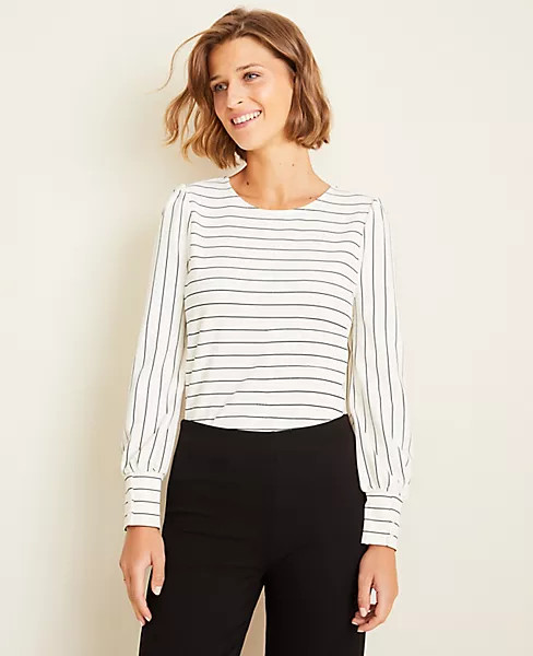 Stripe Puff Sleeve Top | Ann Taylor (US)