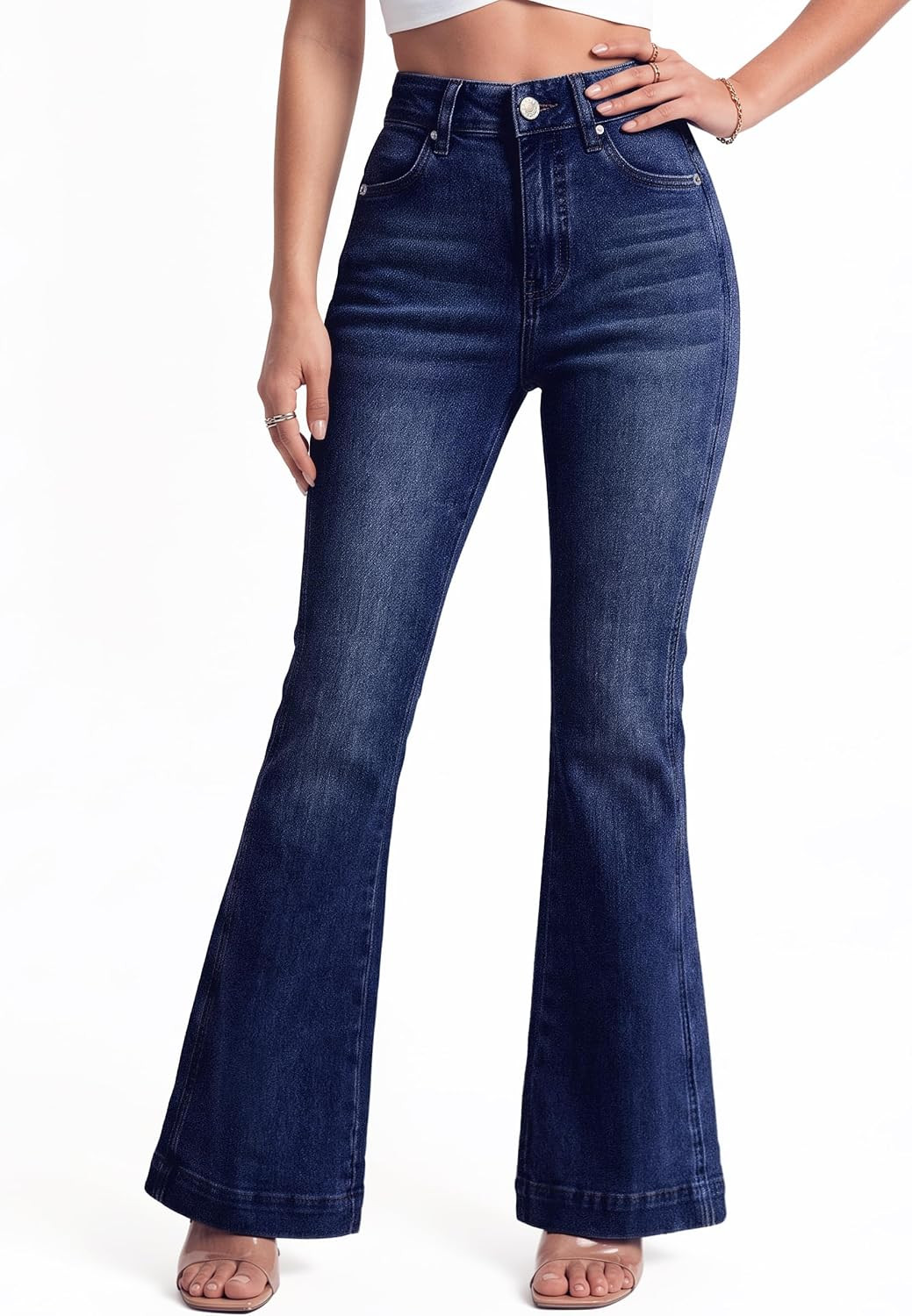 Trendy Queen Womens Bootcut Bell Bottom Jeans Wide Leg Flare Denim Pants | Amazon (US)
