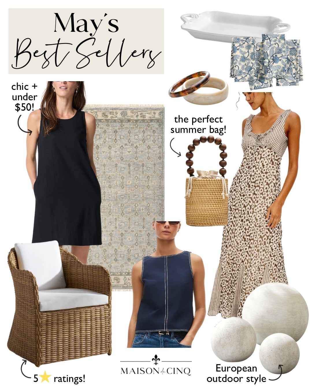 Top 10 Best Sellers for May!

Spring dress, vacation dress, spring handbag, straw bag, outdoor dining chair, outdoor furniture, outdoor decor, spring top, cotton top, bracelets, summer accessories, tabletop, area rug

#LTKSeasonal #LTKHome #LTKOver40