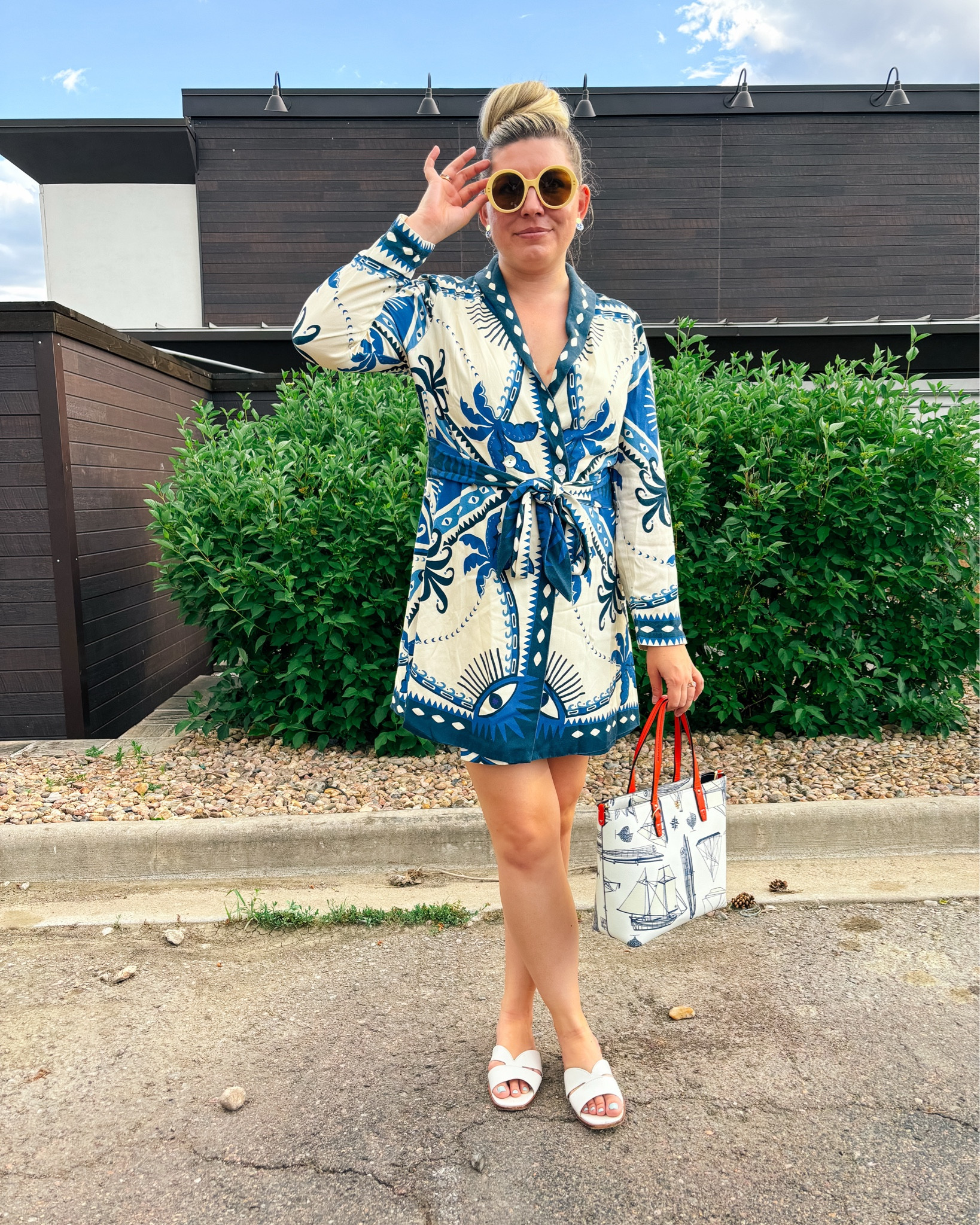 Look 6
Tropical Luxe Capsule Seriess

Sometimes you rent a Farm Rio dress with no plan or specific place to wear it… and it ends up stealing the show at Taco Tuesday 🌮✨ This piece is everything I love about Tropical Luxe - bold pattern, rich color, and a silhouette that feels as artistic as it does wearable.

I’m often the most dressed-up person in the room, and I fully embrace that. Life is too short to save your favorite clothes for “special occasions” - sometimes the special occasion is you.

About Tropical Luxe 🌴: This capsule is all about embracing the hottest days of summer in elevated, joy-filled style. Expect vibrant prints, statement accessories, and textures that feel both vacation-ready and polished enough for city life.

You can shop all of my Tropical Luxe outfits (plus exact links or similar finds) over on LTK — everything’s rounded up for easy browsing.

Wearing:
Dress – Farm Rio (rent in Nuuly & use my link below to get $30 off of your first month!
Bag – Tory Burch
Sandals – Kate Spade (Similar linked)
Sunglasses - Gucci (linked - also rentable as well!)
Earrings - Ana Luisa

#FarmRio #FarmRioStyle #ToryBurch #ToryBurchStyle #KateSpade #KateSpadeStyle #TropicalLuxe #CapsuleWardrobe #SummerStyle #BoldPrints #MaximalistStyle #VacationStyle #OOTDInspo #ResortWear #PatternPlay

#LTKShoeCrush #LTKStyleTip #LTKSeasonal