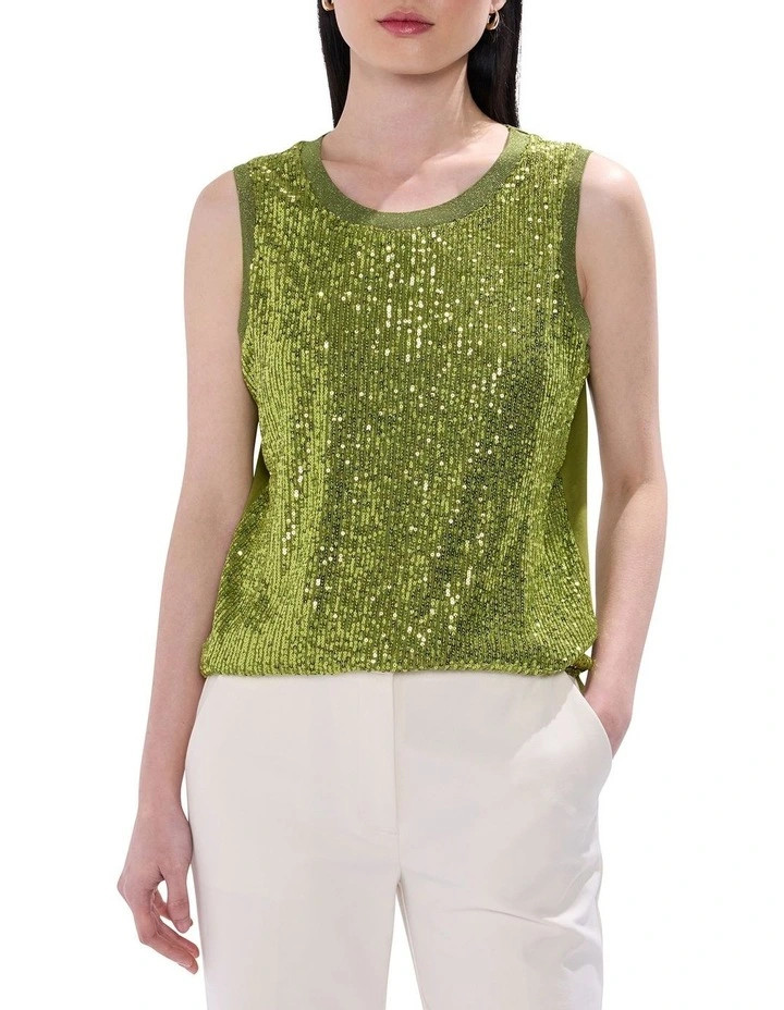 Feel Special Sequin Tank in Olive | Myer