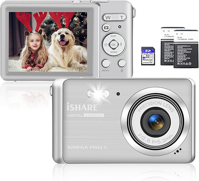 Digital Camera, Rechargeable 30MP Point and Shoot Camera with 32GB Card 18X Digital Zoom, Compact... | Amazon (US)