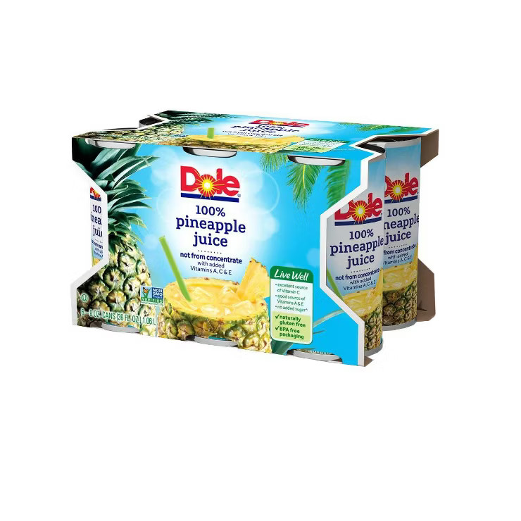 Dole 100% Pineapple Juice - 6pk/6 fl oz Cans | Target