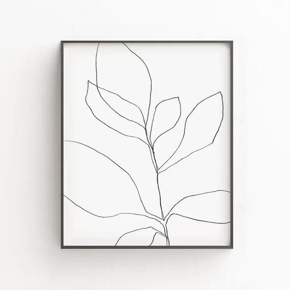 Printable Wall Art, Botanical Illustration in Black & White, Minimalist Line Art, Modern Farmhouse D | Etsy (US)