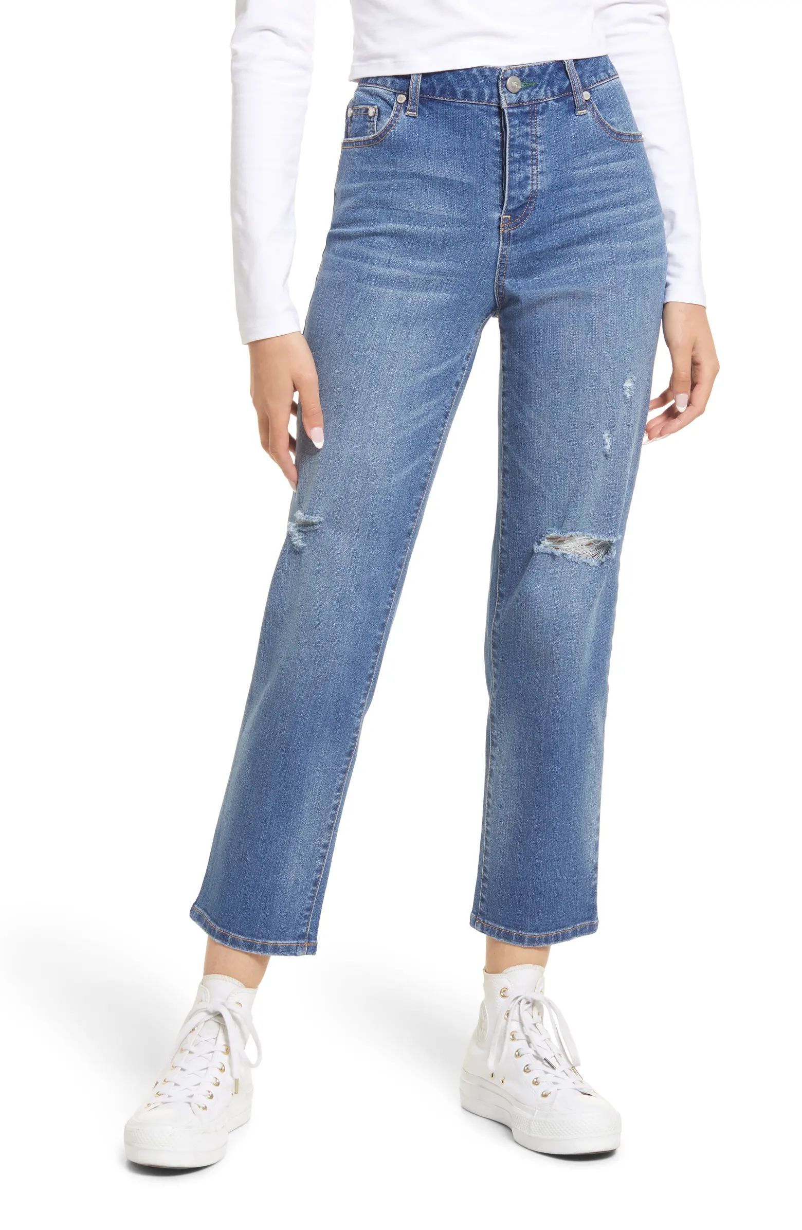Ripped High Waist Tapered Ankle Jeans | Nordstrom