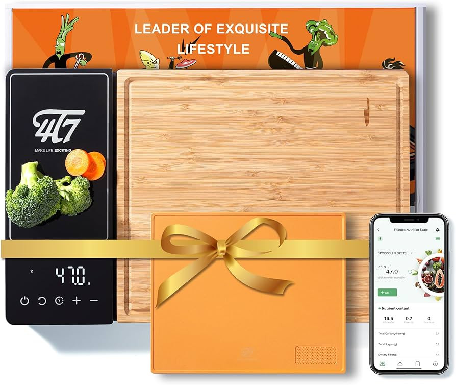 Smart Meal Prep System, Smart Cutting Board Set, Bamboo and Wheat Straw Chopping Boards, Weigh, T... | Amazon (US)