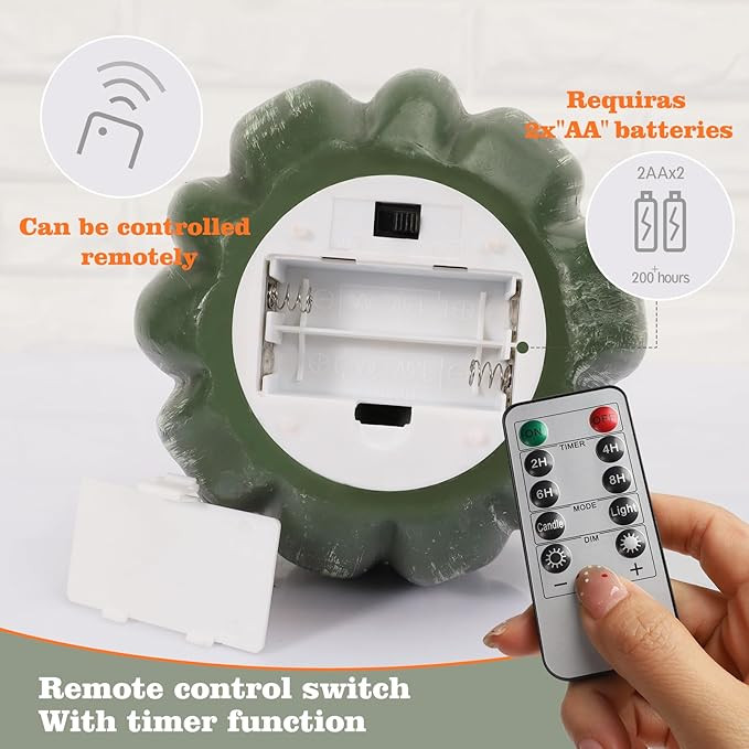 RGQSUN [Timer] Fall Pumpkin Flameless Candles Flickering LED Candles Battery Operated Pumpkin Lig... | Amazon (US)