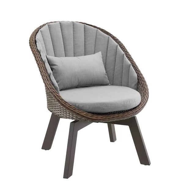 Art Leon Modern Outdoor Wicker Chair Swivel Garden Patio Lounge Chair Set of 2,Gray | Walmart (US)