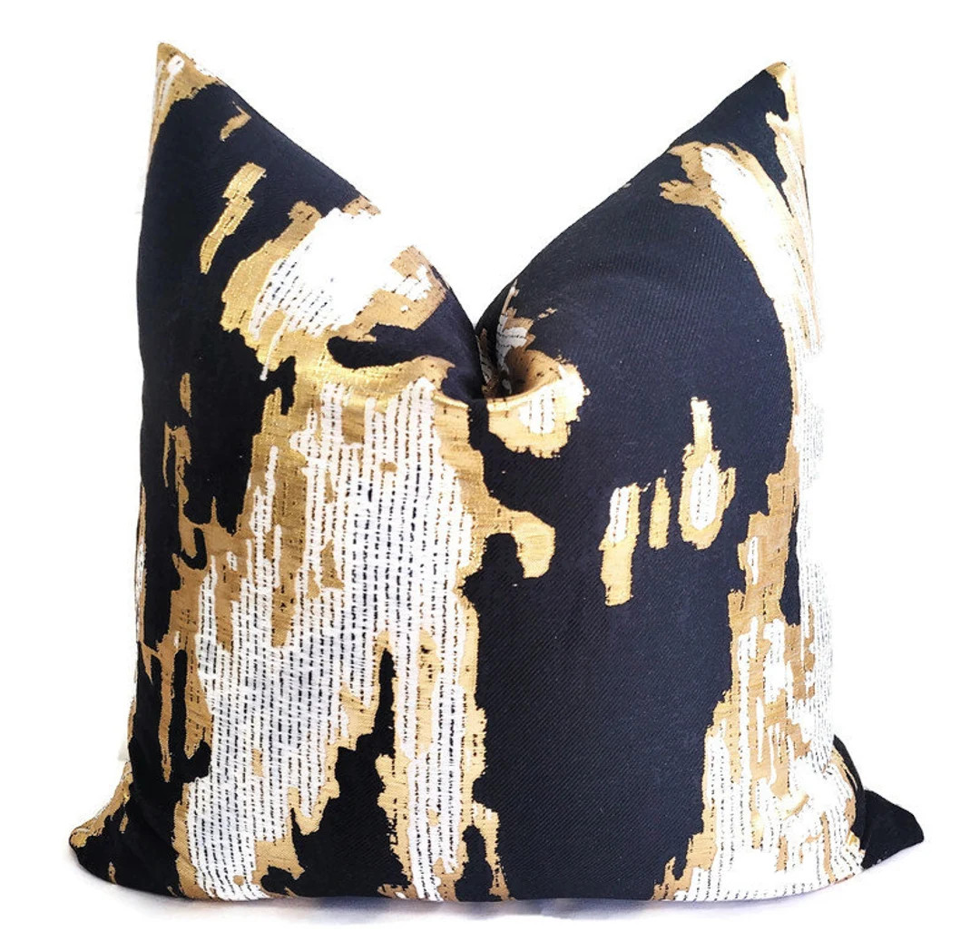 Gold/beige/black Pillow Cover - Etsy | Etsy (US)