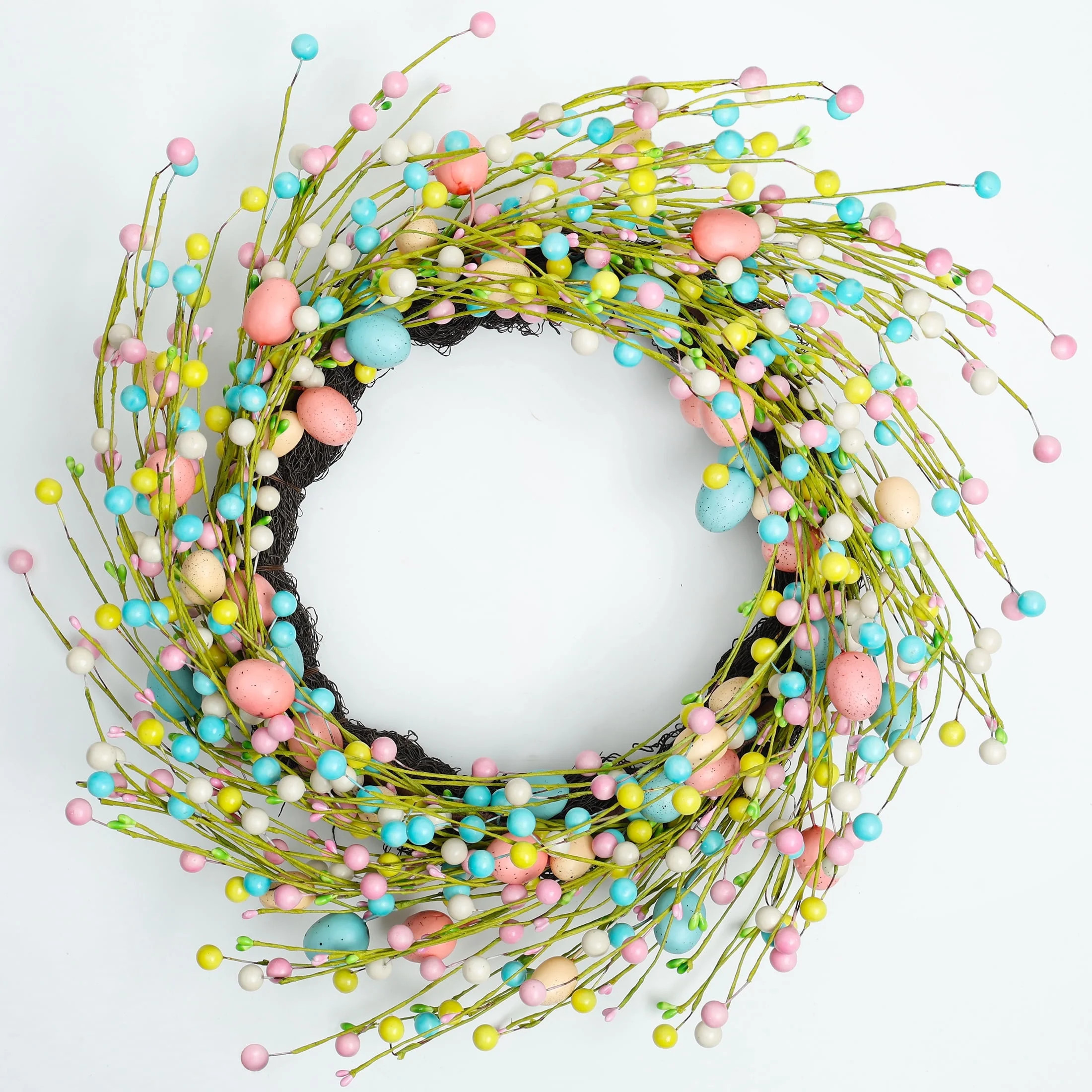 Anjinsoft 24 Inch Colorful Decorative Easter Egg Artificial Wreath, Multicolor, 1 Pack | Walmart (US)