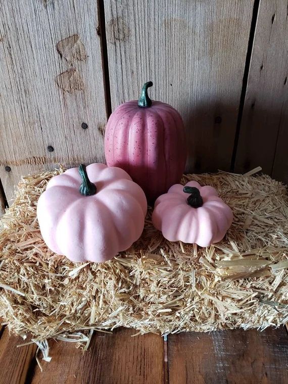 Pink and mauve pumpkins farmhouse pumpkins fall decor | Etsy | Etsy (US)