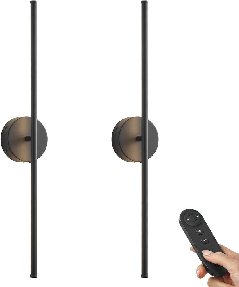 Battery Operated Wall Sconces with Remote Control, Dimmable Wall Sconces Set of Two, 350°Rotate,... | Amazon (US)