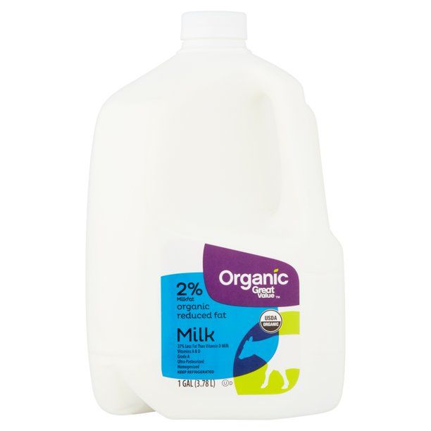 Great Value Organic 2% Reduced Fat Milk, Gallon, 128 fl oz | Walmart (US)