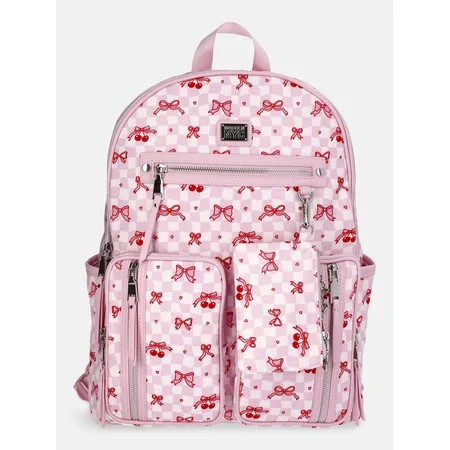 MNYC Women's Double Pocket Dome Backpack Pink Cherries | Walmart (US)