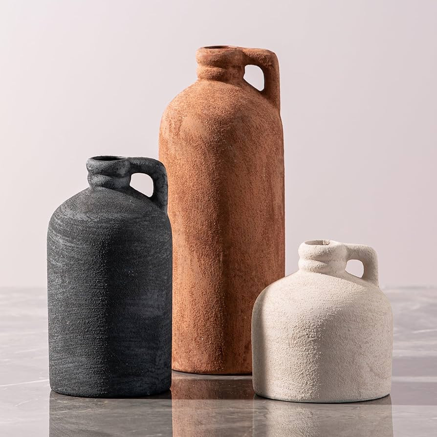 Ceramic Vase Home Table Decor - Flower Vase Set of 3 Living Room Kitchen Decorations Farmhouse Mo... | Amazon (US)