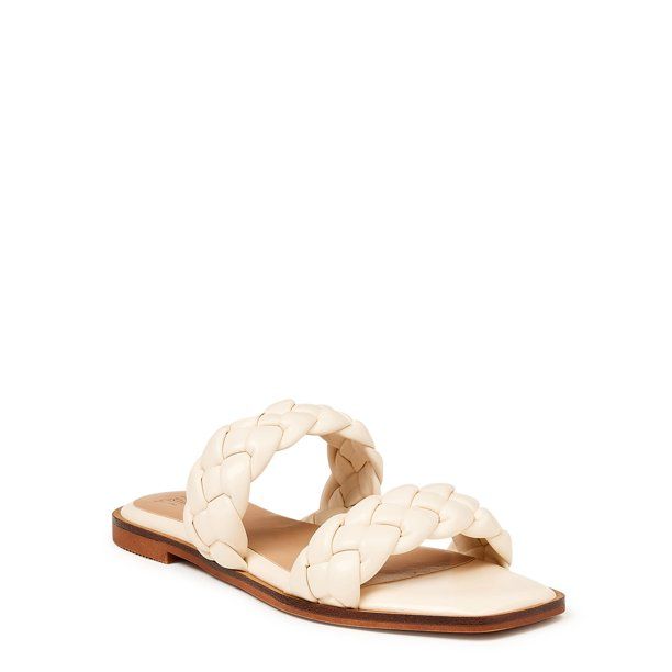 Time and Tru Women's Braided Two Band Sandals - Wide Widths Available - Walmart.com | Walmart (US)