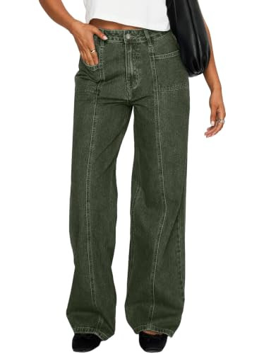Sidefeel Women's High Waisted Jeans Stretchy Seamed Wide Leg Denim Pants with Pockets | Amazon (US)