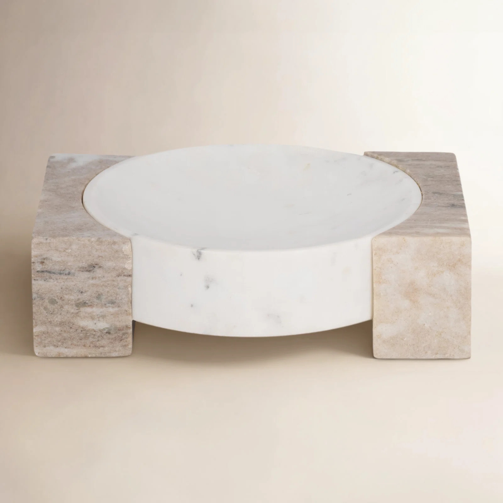 Tillerson 10-Inch Marble Bowl Onyx Sides, White And Tan, Durable Handcrafted Luxury Decor Bowl | Wayfair North America