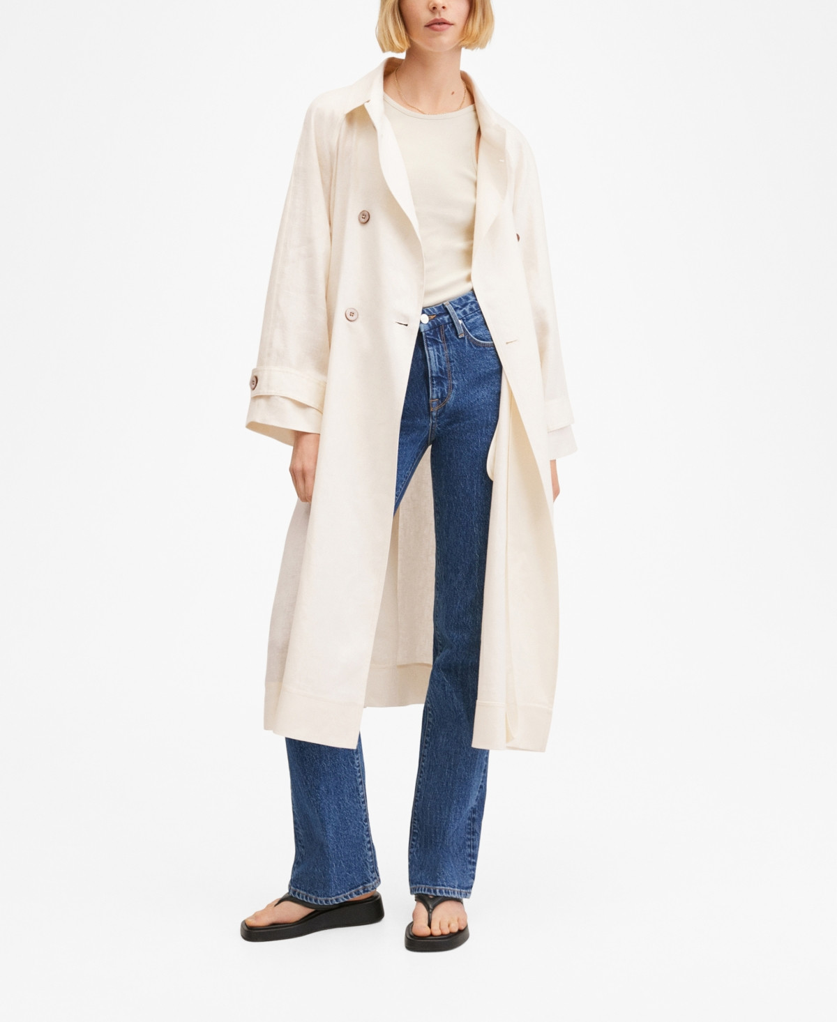 Mango Women's Linen Trench Coat | Macys (US)