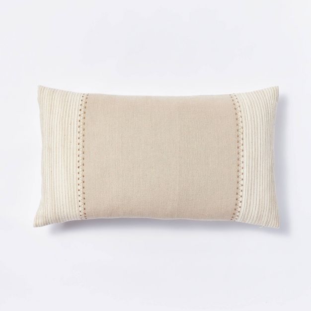 Oversized Striped Lumbar Throw Pillow Neutral - Threshold&#8482; designed with Studio McGee | Target