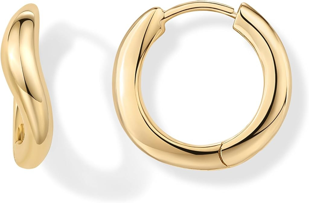 PAVOI 14K Gold Plated Sterling Silver Posts Wavy Huggie Hoops | Twisted Wave Hoop Earrings for Wo... | Amazon (US)