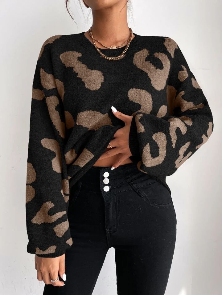 SHEIN Frenchy Drop Shoulder Fluffy Knit Sweater | SHEIN