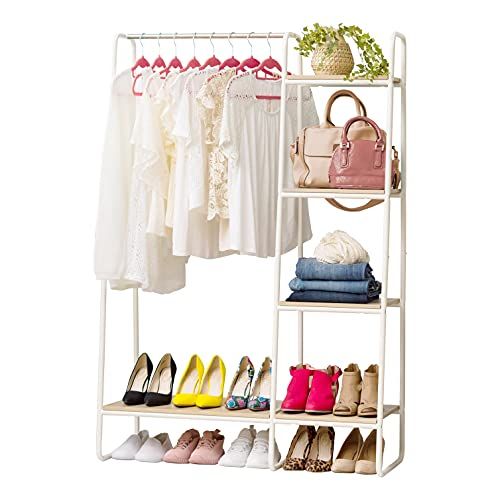 IRIS USA Clothing Rack, Clothes Rack with 3 Wood Shelves, Freestanding Clothing Rack, Easy to Assemb | Amazon (US)