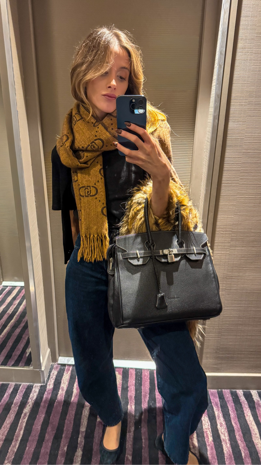 Camel logo scarf + clean black tee + straight blue denim = my easy luxe uniform. 

Wrapped with a wool scarf and a structured black Birkin; faux-fur coat on arm for texture.

Effortless for crisp days—works with loafers, sneakers or ankle boots.

I’m 173 cm; wearing XS tee and TTS straight-leg denim. Tap to shop exacts & similars.

camel logo scarf, Ferragamo gancini scarf, black Birkin bag, black tee, straight-leg jeans, neutral fall outfit, Paris street style, cozy layers

#LTKstyle #LTKSeasonal #LTKFinds #parisianstyle #streetstyle #scarflove #birkin #SoSostyles

#LTKeurope #LTKworkwear #LTKautumn