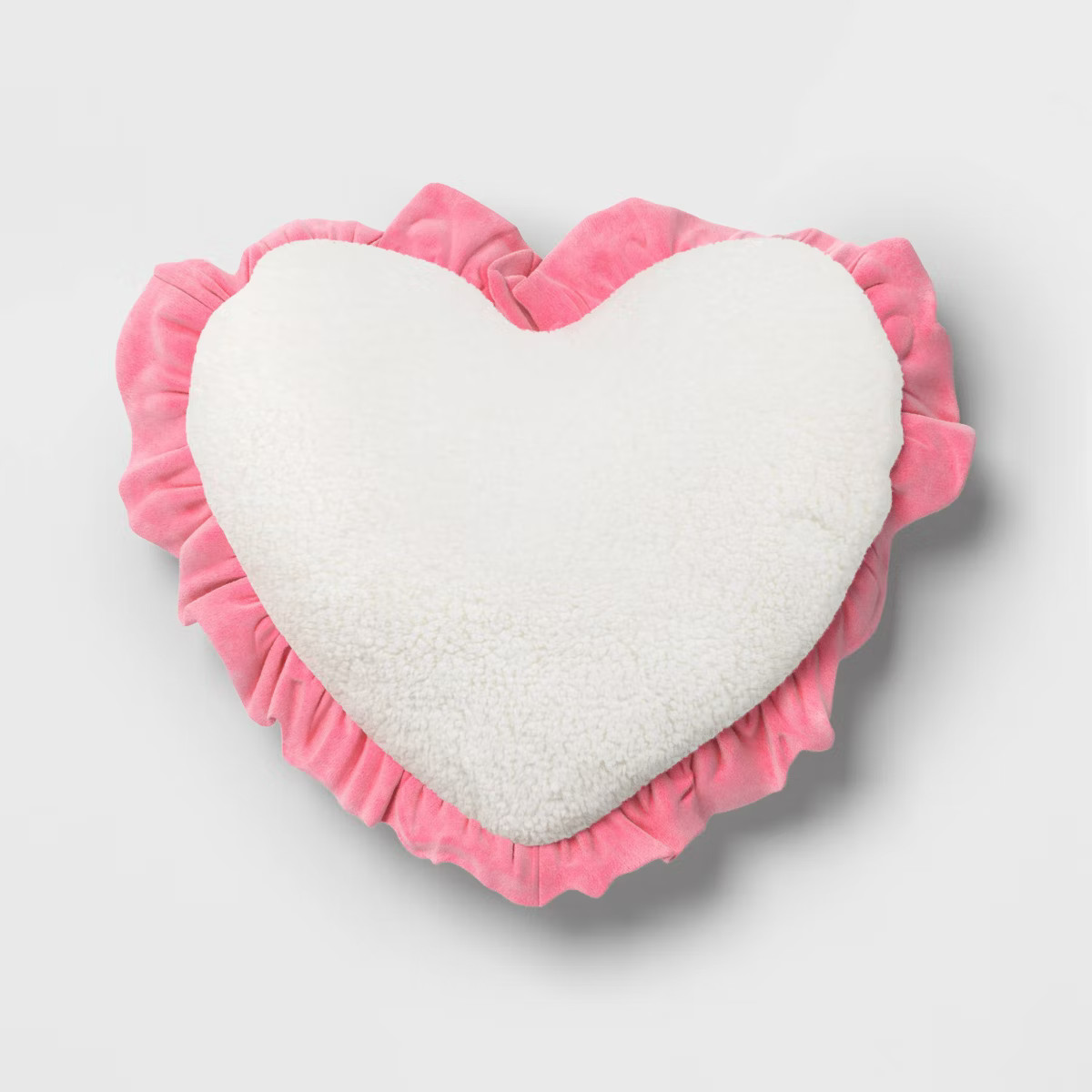 Oversized Heart Velvet Pillow with Faux Shearling Reverse Pink/Ivory - Threshold™ | Target