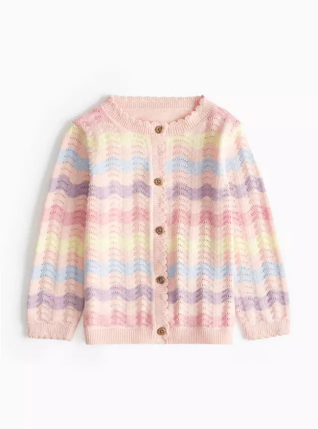 Pink Ripple Striped Cardigan  Up to 3 mths | Tu Clothing