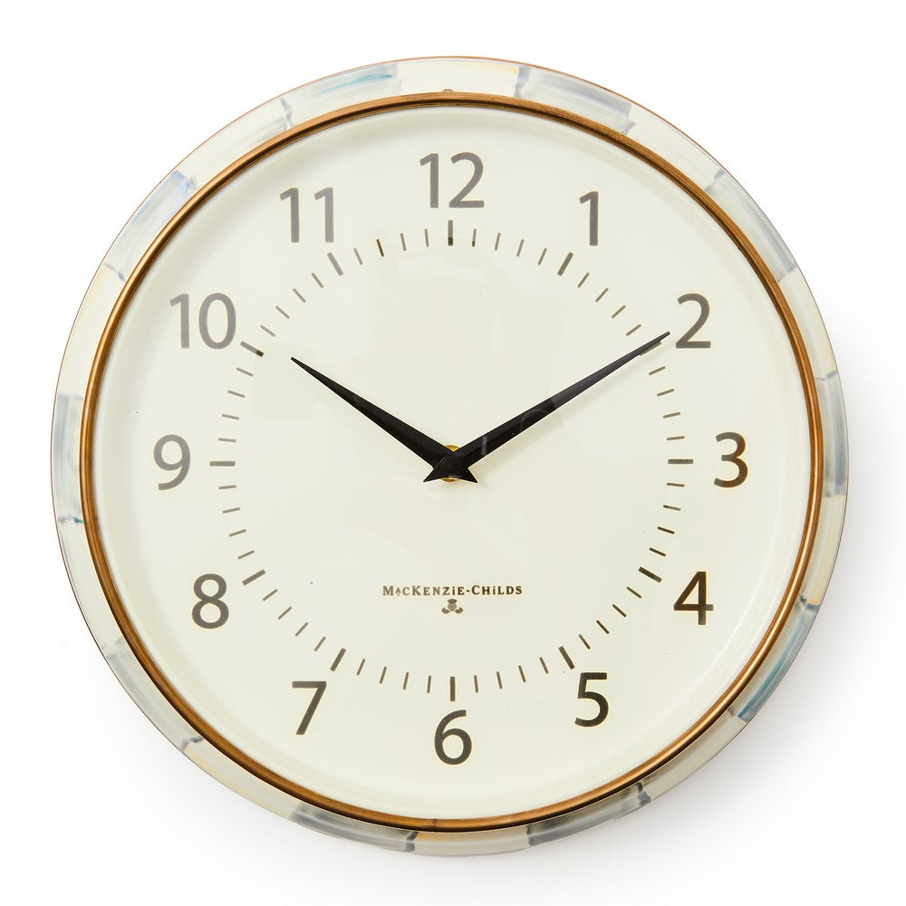Sterling Check School Wall Clock | MacKenzie-Childs