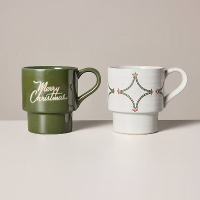 14oz Christmas Theme Stoneware Mugs - Hearth & Hand™ with Magnolia | Target