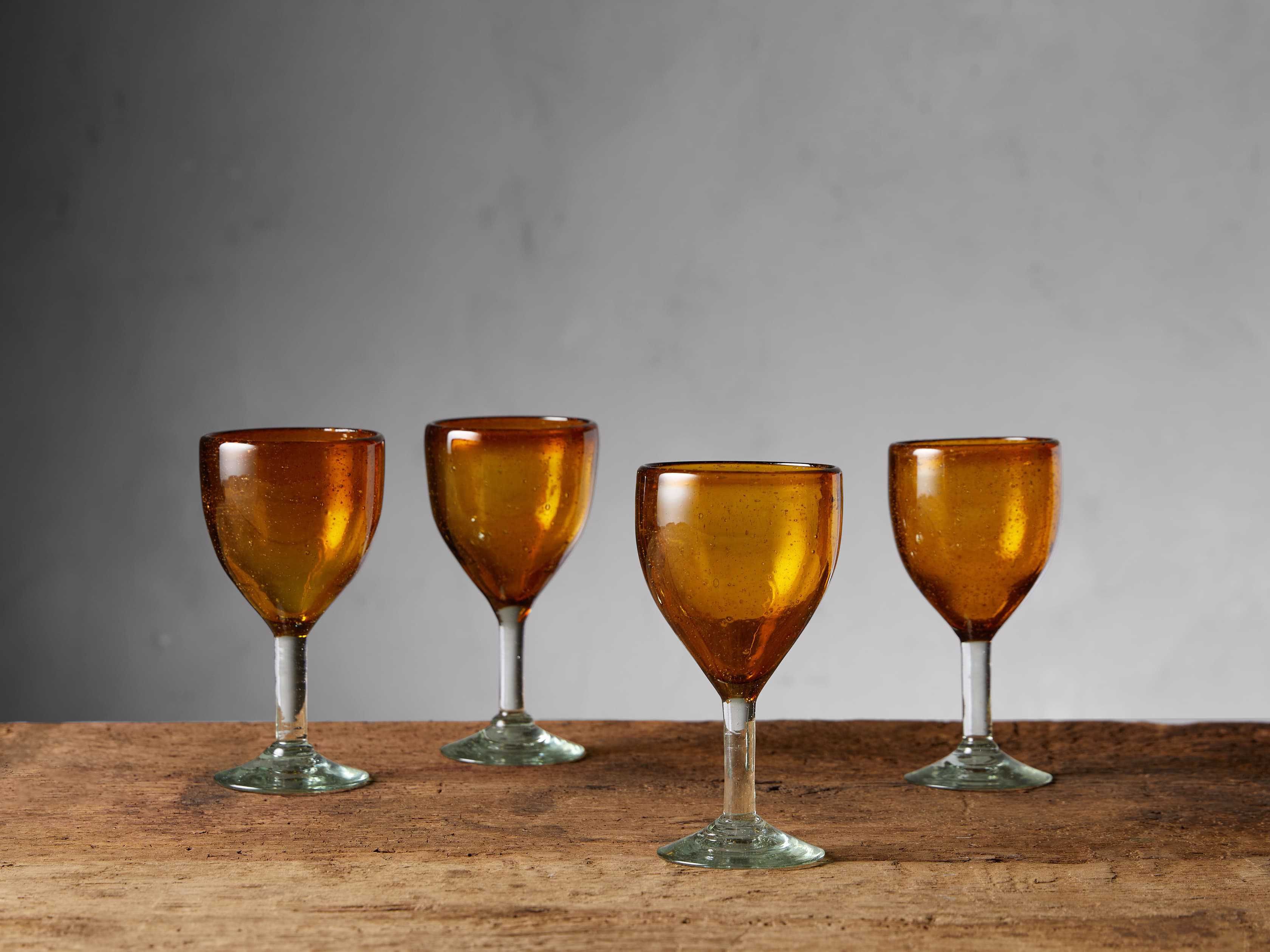 Pacific Wine Glasses in Amber (Set of 4) | Arhaus