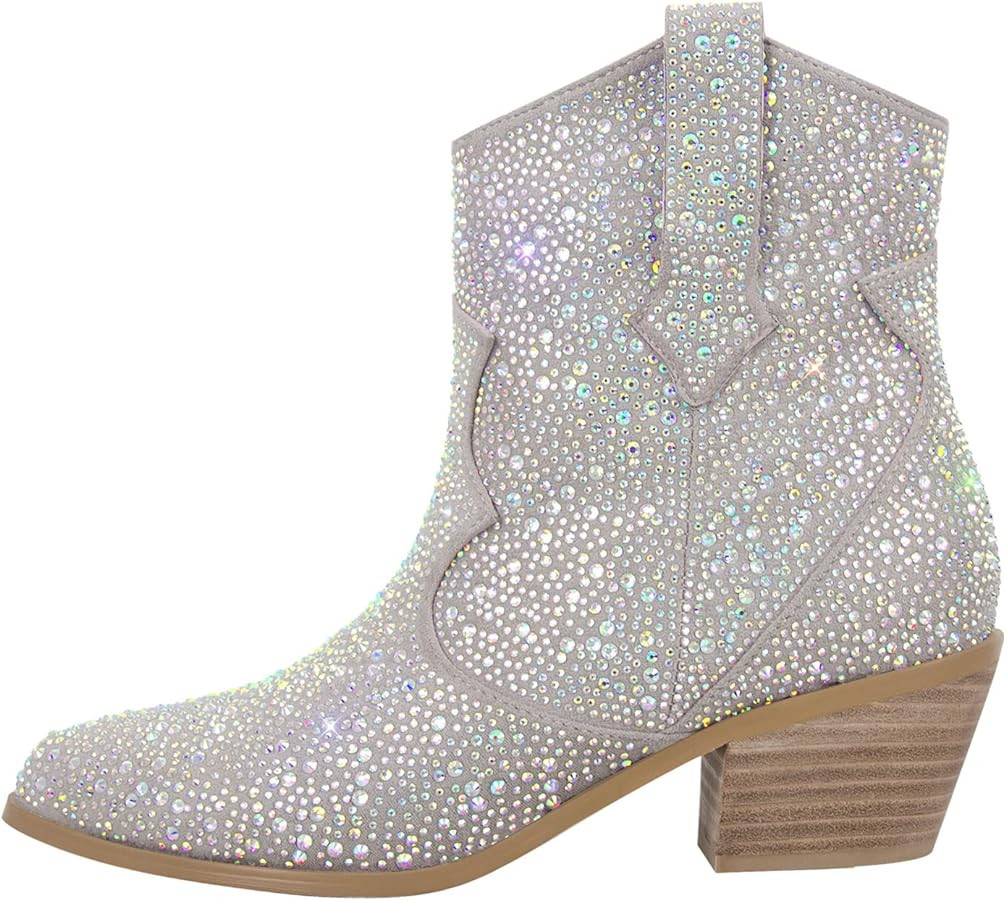 Richealnana Women's Kitten Low Heel Ankle Bootie Pointed Toe Lace Up Comfortable Walking Boots | Amazon (US)