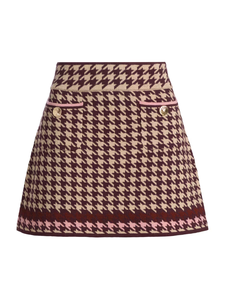 Lynne Wool-Blend Houndstooth Miniskirt | Saks Fifth Avenue