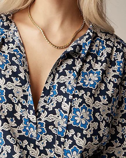 V-neck tie top in floral cotton-blend dobby | J.Crew US