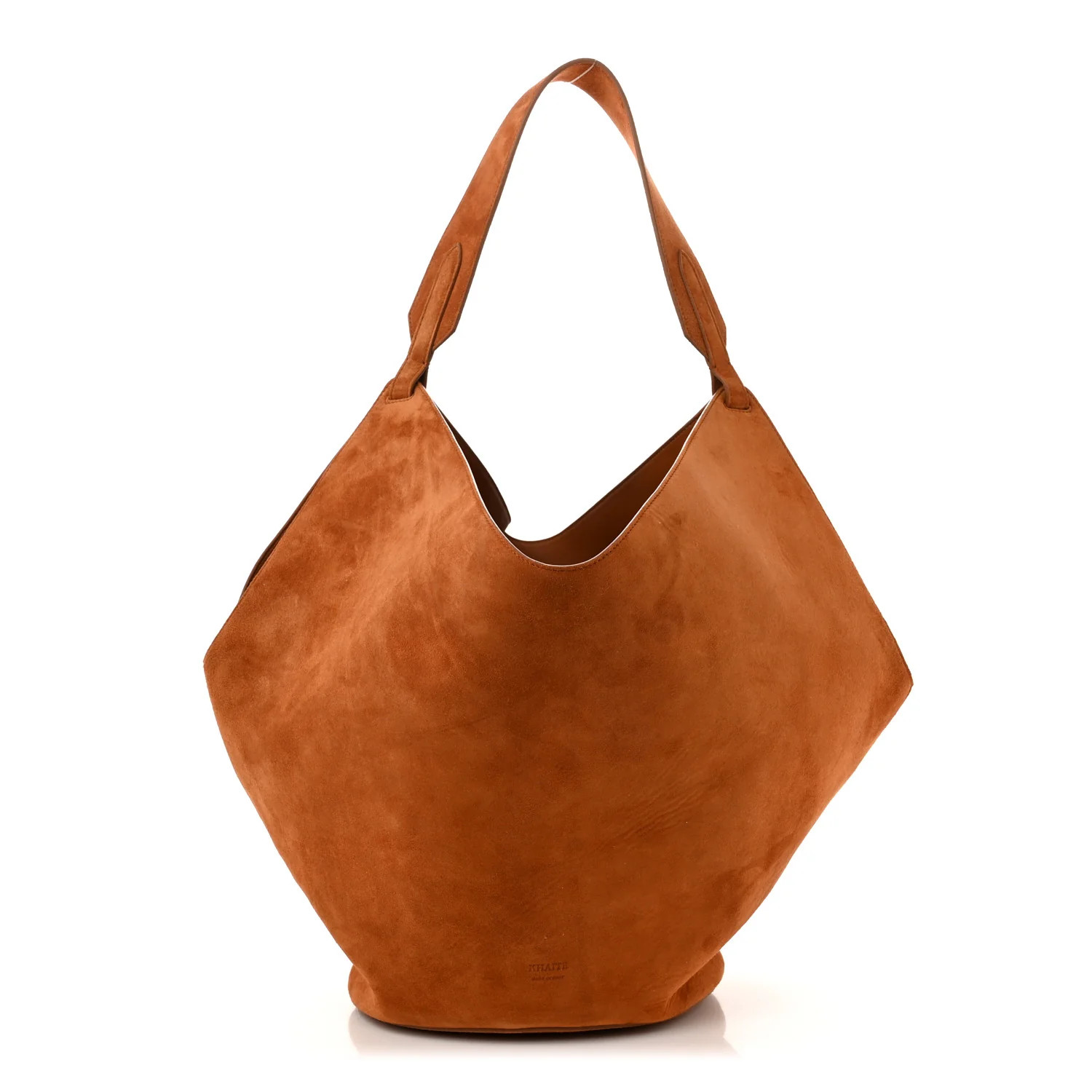 Suede Calfskin Medium Lotus Tote Caramel | FASHIONPHILE (US)