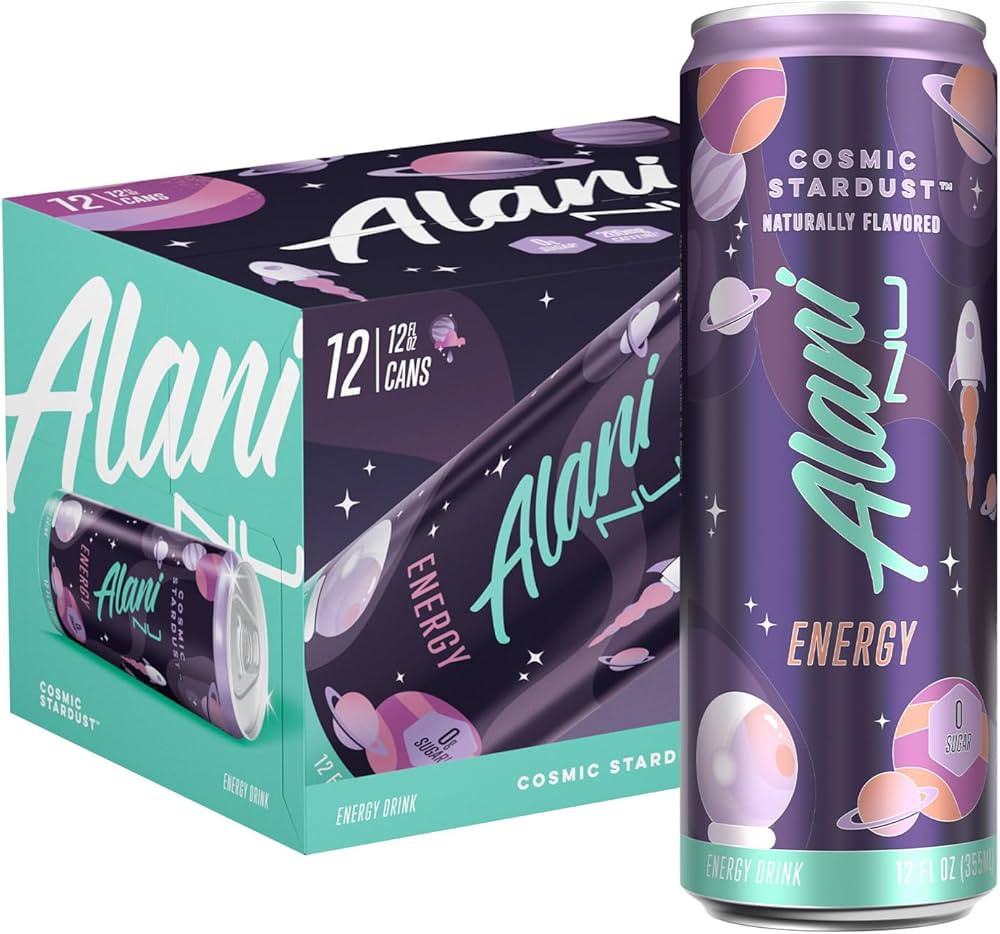 Alani Nu COSMIC STARDUST, Sugar Free, Low Calorie Energy Drinks, 200mg Caffeine, Biotin, B Vitami... | Amazon (US)