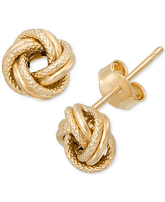 Polished & Textured Love Knot Stud Earrings in 10k Gold | Macy's