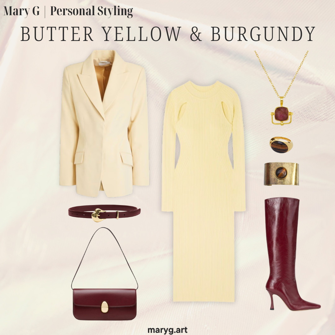 Butter Yellow & Burgundy Winter Outfit 

 #LTKParties #LTKStyleTip #LTKItBag