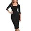 MUXXN Women's Vintage950s Scoop Neck Midi 3/4 Sleeve Pencil Bodycon Business Wear to Work Casual ... | Amazon (US)