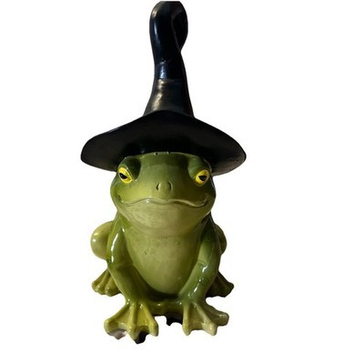 Halloween Frog in Witch Hat Figurine Lime Green Resin Home Decor 12 inch Black | eBay US
