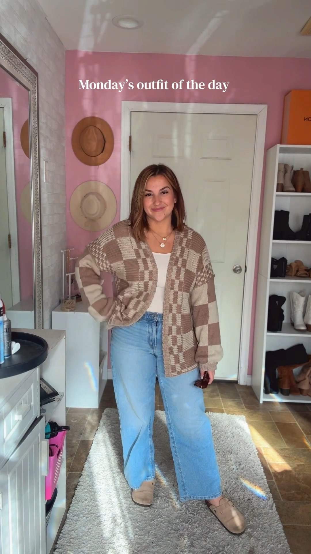 Casual outfit idea from Amazon featuring wide leg jeans and an oversized checkered cardigan

#LTKOver40 #LTKPetite #LTKFindsUnder50