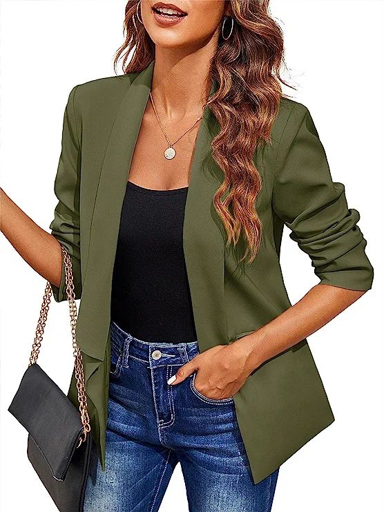 Caramitty Women Casual Blazers Jackets Long Sleeves Lapel Loose Trendy Blazers for Women Work Off... | Amazon (US)