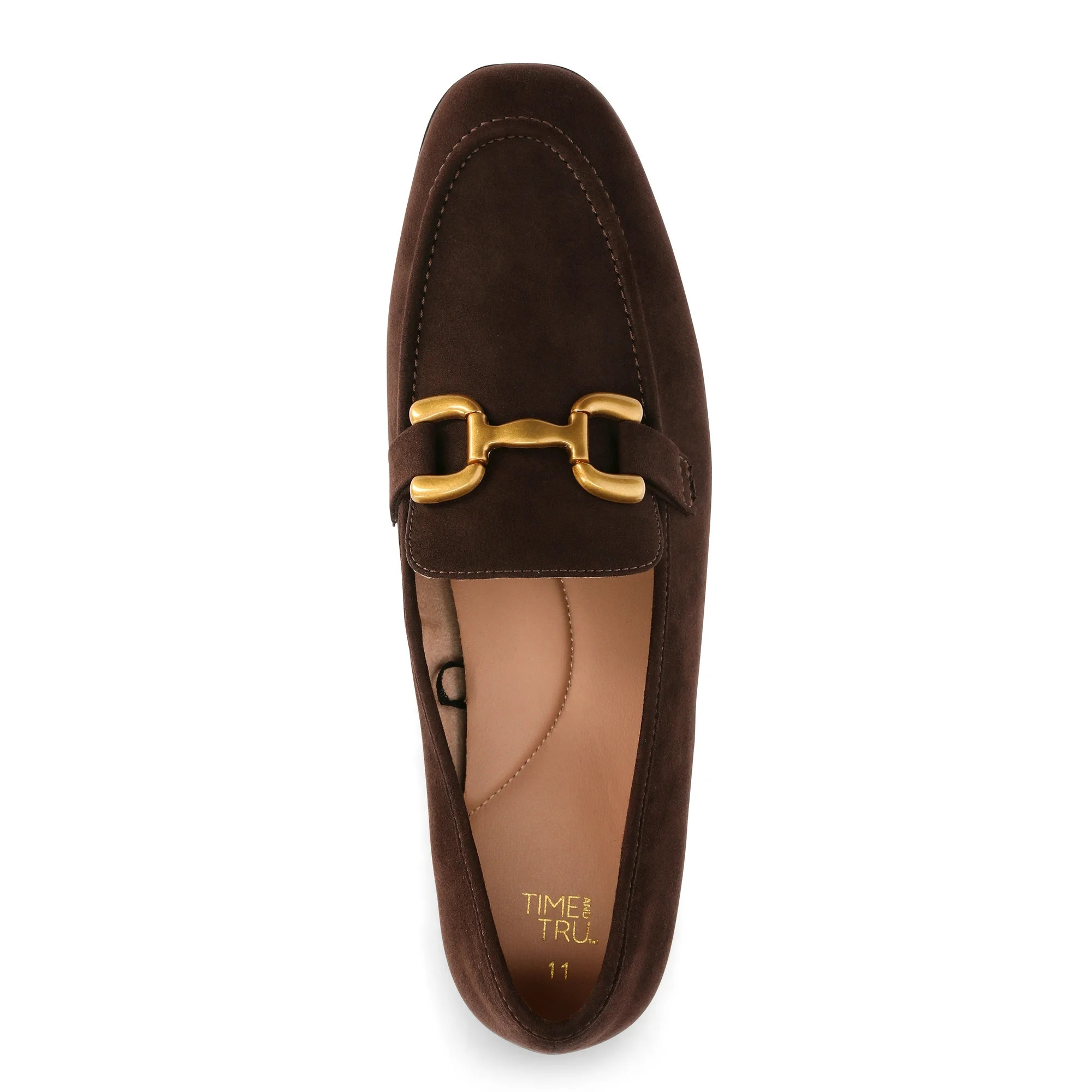 Time and Tru Women's Faux Microsuede Buckle Loafers, Sizes 6-11 - Walmart.com | Walmart (US)